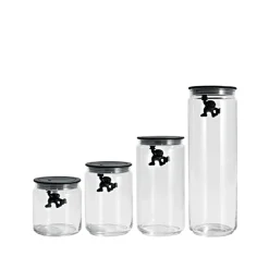 Alessi Gianni a Little Man Holding on Tight Voorraadpot AMDR04 B, 0,7L zwart