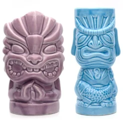 Bar Bespoke Tiki Mugs, blauw/paars set van 2