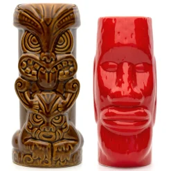 Bar Bespoke Tiki Mugs, bruin/rood set van 2