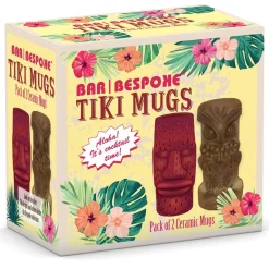 Bar Bespoke Tiki Mugs, bruin/rood set van 2