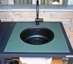 Big Green Egg Modular Nest System Inzetplank met Kraan- en Wasbakuitsparing Dekton Feroe groen