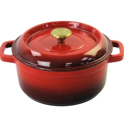 Braadpan Gietijzer, 24cm rood
