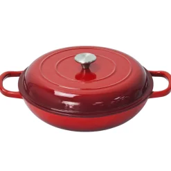 Braadpan Laag Gietijzer, 31cm rood
