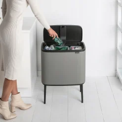 Brabantia Bo Touch Bin Afvalemmer, 11+23L betongrijs
