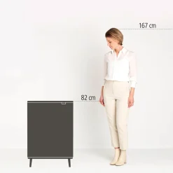 Brabantia Bo Touch Bin Hi Afvalemmer, 2x30L betongrijs