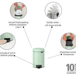 Brabantia NewIcon Pedaalemmer, 3L jade groen