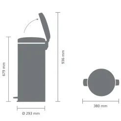 Brabantia NewIcon Pedaalemmer, 30L mat zwart