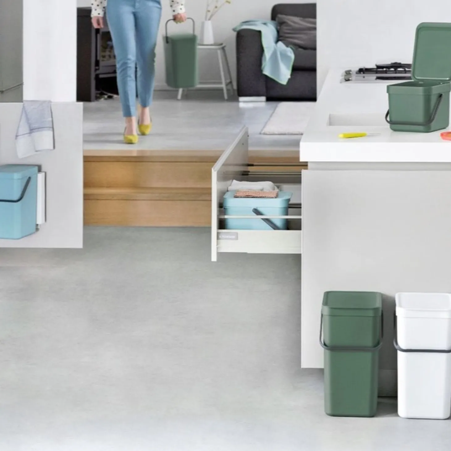 Brabantia Sort & Go Afvalemmer, 3L fir green