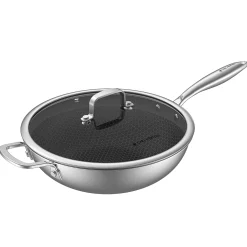 Carl Mertens Honeycomb Keramische Wok met Glasdeksel, 30cm