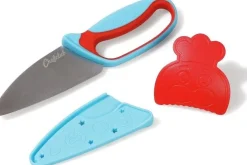 Chefclub Kids Kindermes met Vingerbeschermer, blauw/rood