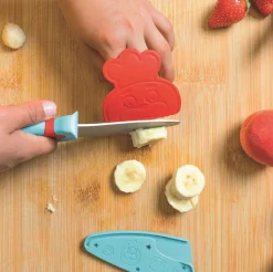 Chefclub Kids Kindermes met Vingerbeschermer, blauw/rood
