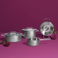 Fissler Pure Collection Pannenset met Steelpan, Ceratal Koekenpan en RVS Deksels, 6-delig