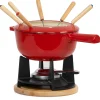 Fondueset Gietijzer, 20cm rood