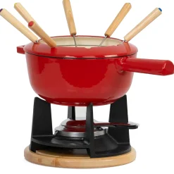 Fondueset Gietijzer, 20cm rood