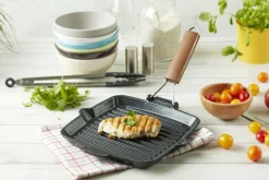 Fontignac Grillpan met Inklapbare Steel, 24x24cm gietijzer