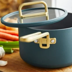 Greenpan Stanley Tucci Steelpan met Glasdeksel, 20cm pine green