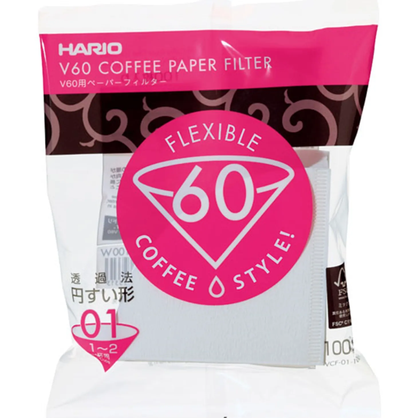 Hario V60 Koffiefilters, maat 1 100 stuks