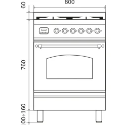 ILVE Nostalgie Inductiefornuis PI064NE3/MGC, 60cm grafiet mat