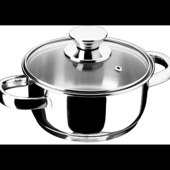 Inoxibar Ecco Lage Kookpan met Glasdeksel, 14cm