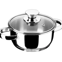 Inoxibar Ecco Lage Kookpan met Glasdeksel, 14cm