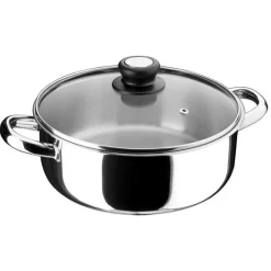 Inoxibar Forma Kookpan Laag met Glasdeksel, 14cm