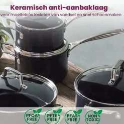 Le Creuset Essential Non-Stick Ceramic Pannenset, 4-delig