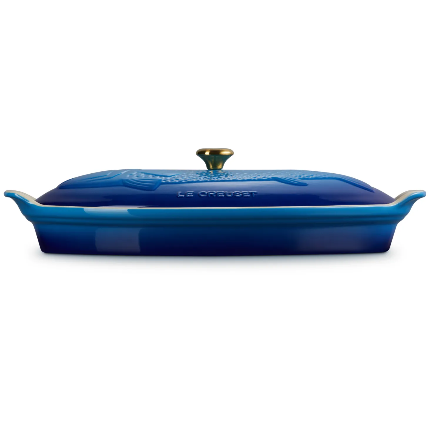 Le Creuset Heritage Ovenschaal met Deksel Vis, 1,6L azure