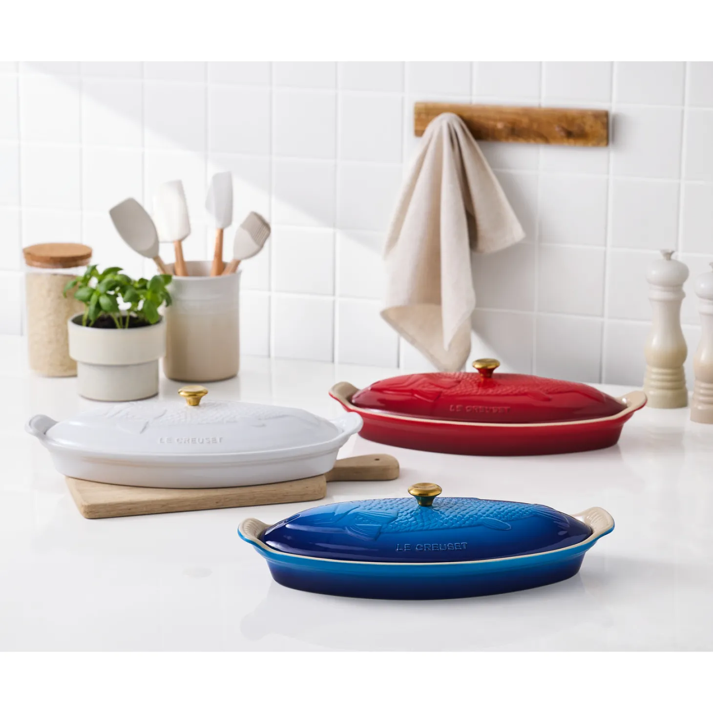 Le Creuset Heritage Ovenschaal met Deksel Vis, 1,6L azure