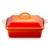 Le Creuset Heritage Ovenschaal met Deksel Vierkant, 23cm oranjerood