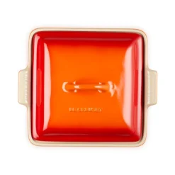 Le Creuset Heritage Ovenschaal met Deksel Vierkant, 23cm oranjerood