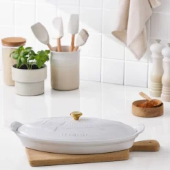 Le Creuset Heritage Ovenschaal met Deksel Vis, 1,6L wit