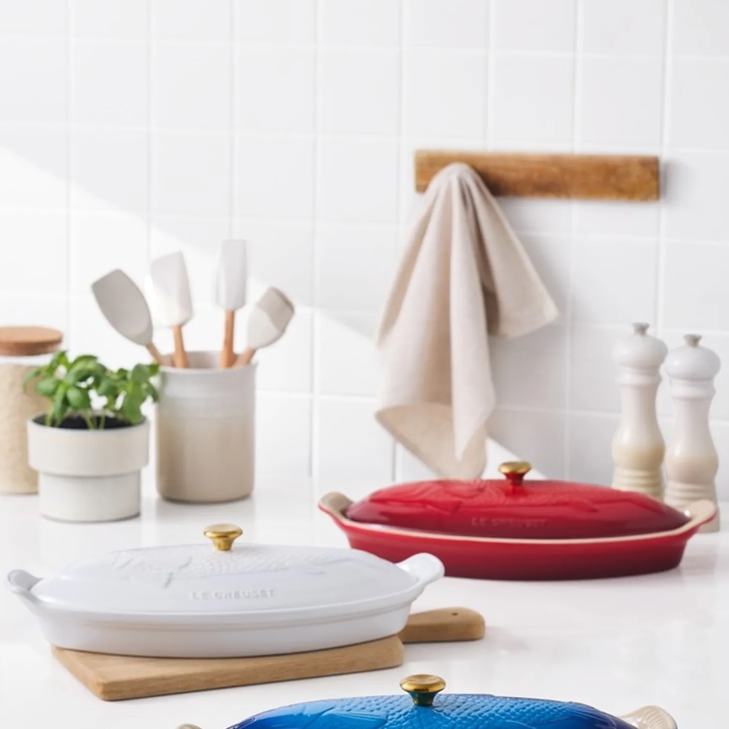 Le Creuset Heritage Ovenschaal met Deksel Vis, 1,6L wit