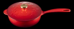 Le Creuset Holly Collection Steelpan met Deksel, 21cm kersenrood