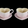 Le Creuset Koffiekop met Schotel Hart, 2 stuks shell pink