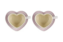 Le Creuset Koffiekop met Schotel Hart, 2 stuks shell pink
