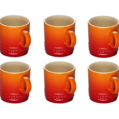 Le Creuset Koffiemokkenset, 6-delig oranjerood
