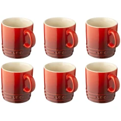 Le Creuset Koffiemokkenset, 6-delig kersenrood