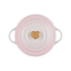 Le Creuset Mini Cocotte met hartvormige dekselknop, 10cm shell pink