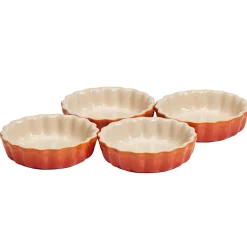 Le Creuset Mini Tartelette- en Quichevormenset, 4-delig oranjerood