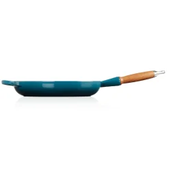 Le Creuset Signature Koekenpan met Houten Steel, 28cm deep teal