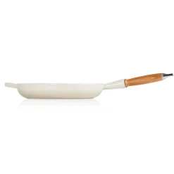 Le Creuset Signature Koekenpan met Houten Steel, 28cm meringue