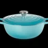 Le Creuset Signature Marmite Braadpan, 26cm caribbean blue