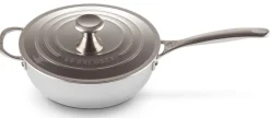 Le Creuset Signature RVS Chef Sauteerpan met Deksel, 24cm anti-aanbaklaag