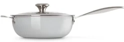 Le Creuset Signature RVS Chef Sauteerpan met Deksel, 24cm anti-aanbaklaag