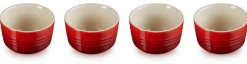 Le Creuset Stoneware Mini Ramekins, kersenrood 4stuks