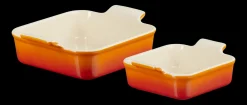 Le Creuset Stoneware Ovenschalenset Vierkant, 13+20cm oranjerood