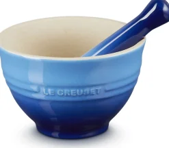 Le Creuset Stoneware Vijzel met Stamper, 11,5cm azure