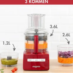 Magimix CS 5200 XL Premium Foodprocessor + Blokjes- en Staafjeskit, rood
