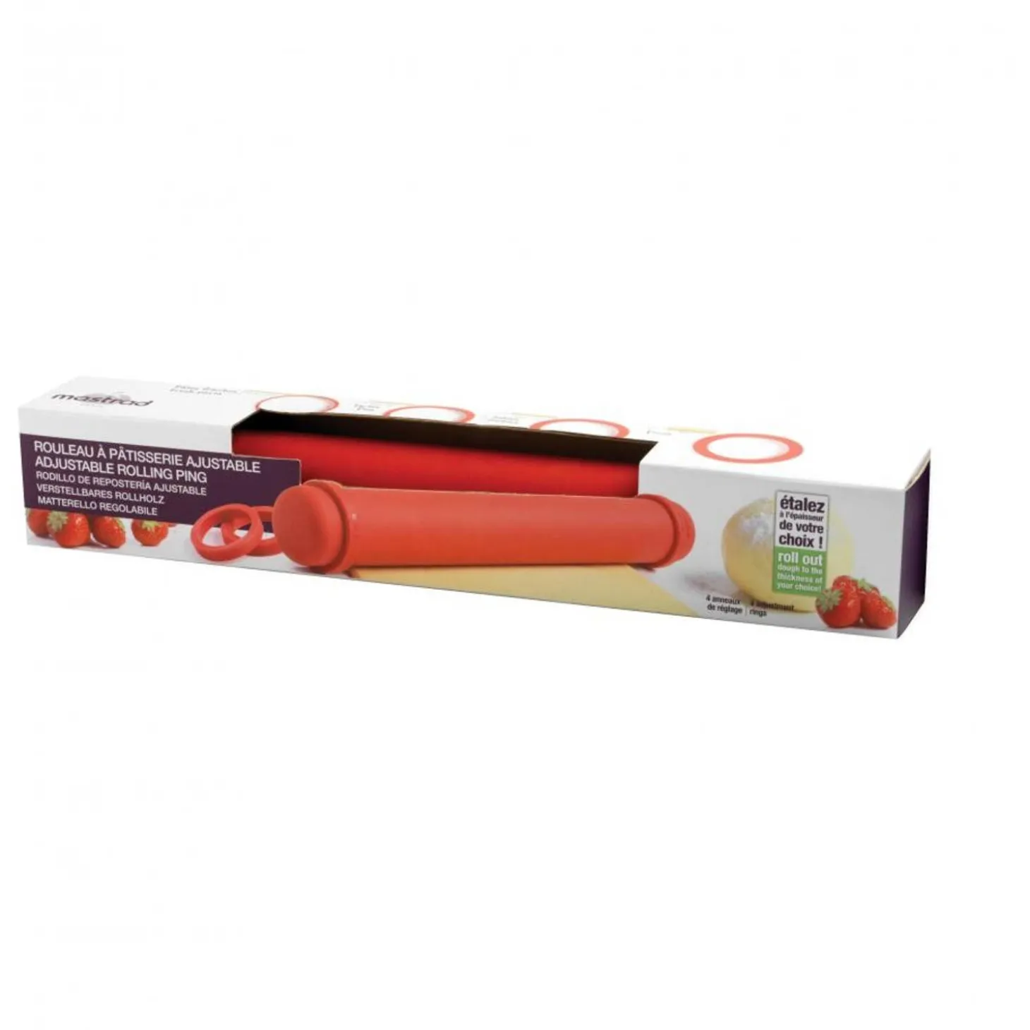 Mastrad Adjustable Deegroller F11870, 40cm rood