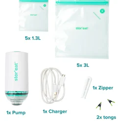 Mastrad Stor'eat Vacuümpomp met Smart Vacumeerzakkenset F93867, 15-delig